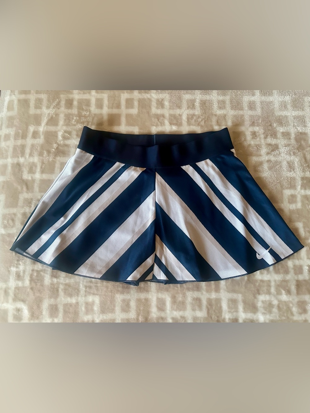 Nike DRI-FIT Striped Navy and White Athletic Skort